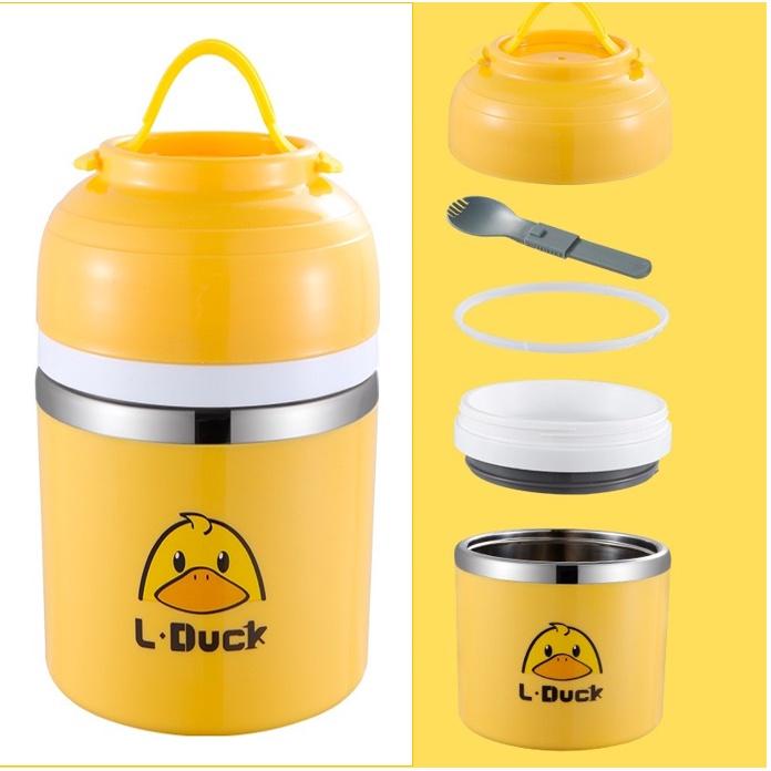 PVN42841 Bình Ủ Giữ Nhiệt Cao Cấp LDuck Vịt Vàng 550ml, Đựng Cơm, Cháo, Giữ Nhiệt 6 - 8 tiếng