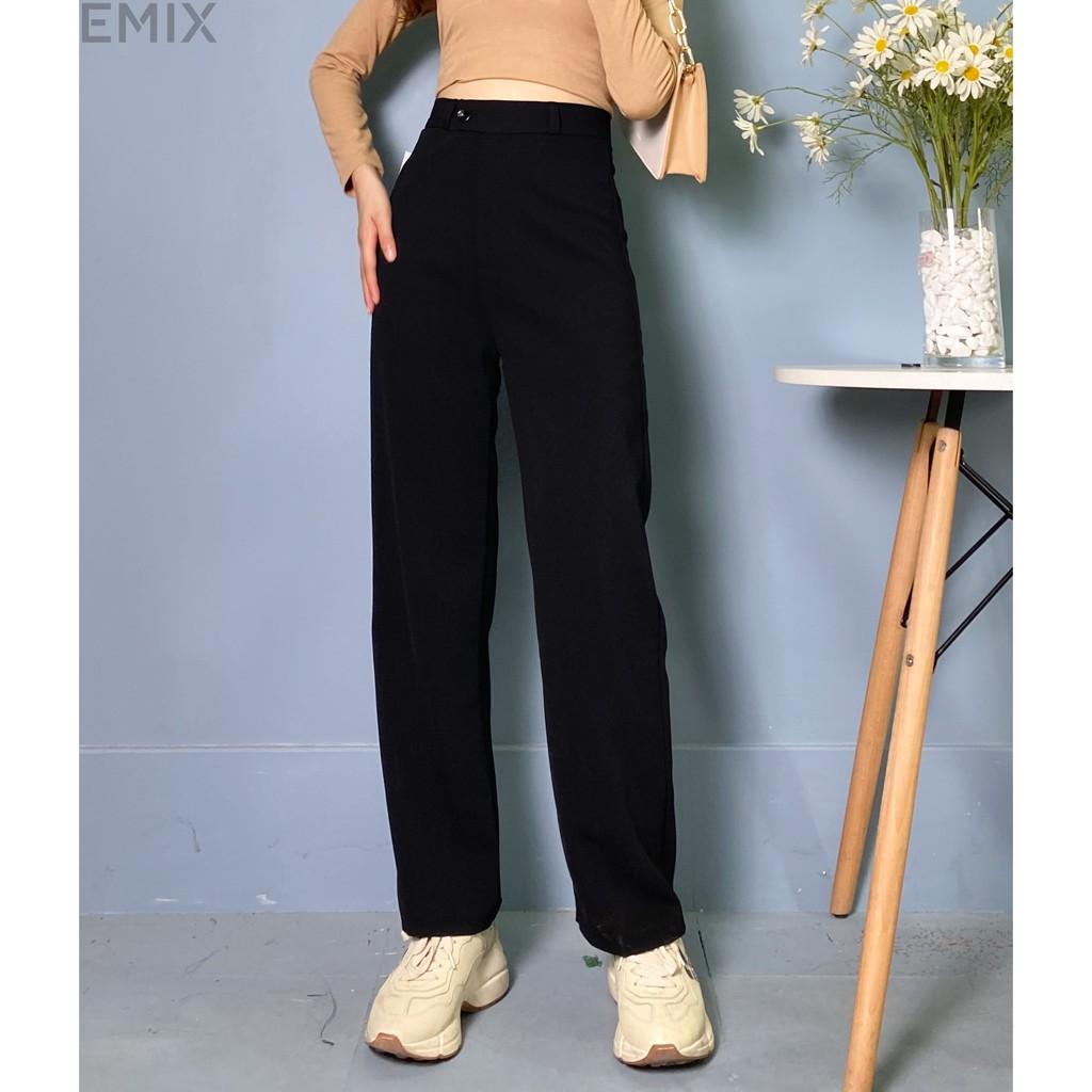 Quần tây nữ ống rộng lưng cao EMIX (3 màu). culotes. dài 100cm, khóa trước, chất tuyết mưa mềm mịn, đứng dáng 09