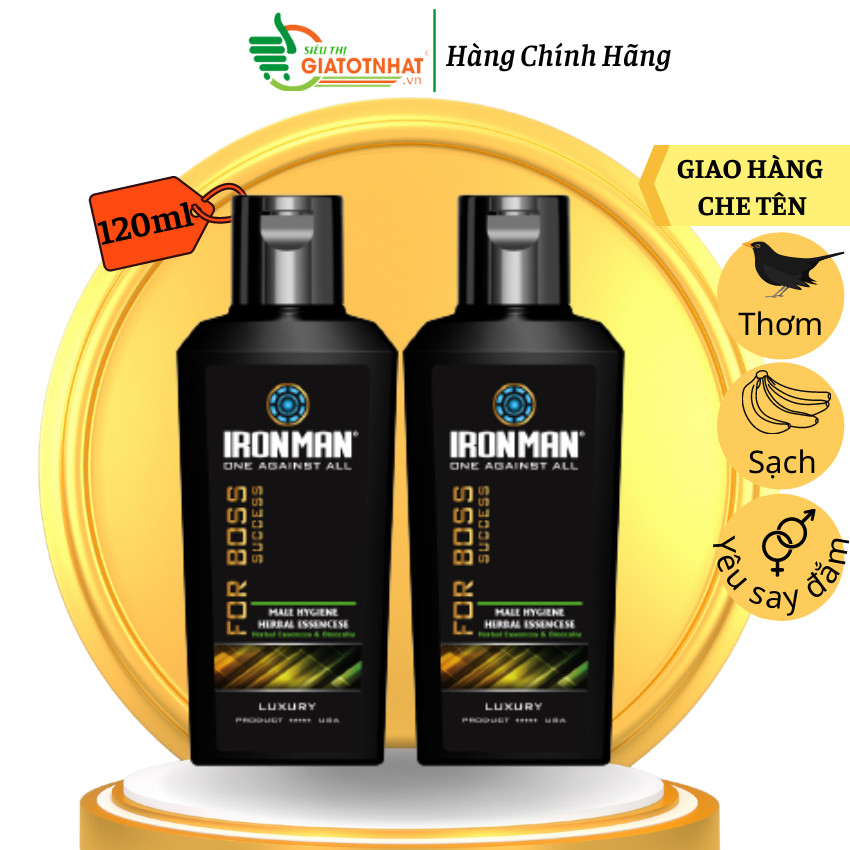 Dung dịch vệ sinh nam dịu nhẹ lành tính dạng gel,thiết kế nhỏ gọn,tiện dụng tinh chất thảo dược Ironman for Boss 120g(Combo 2 chai)