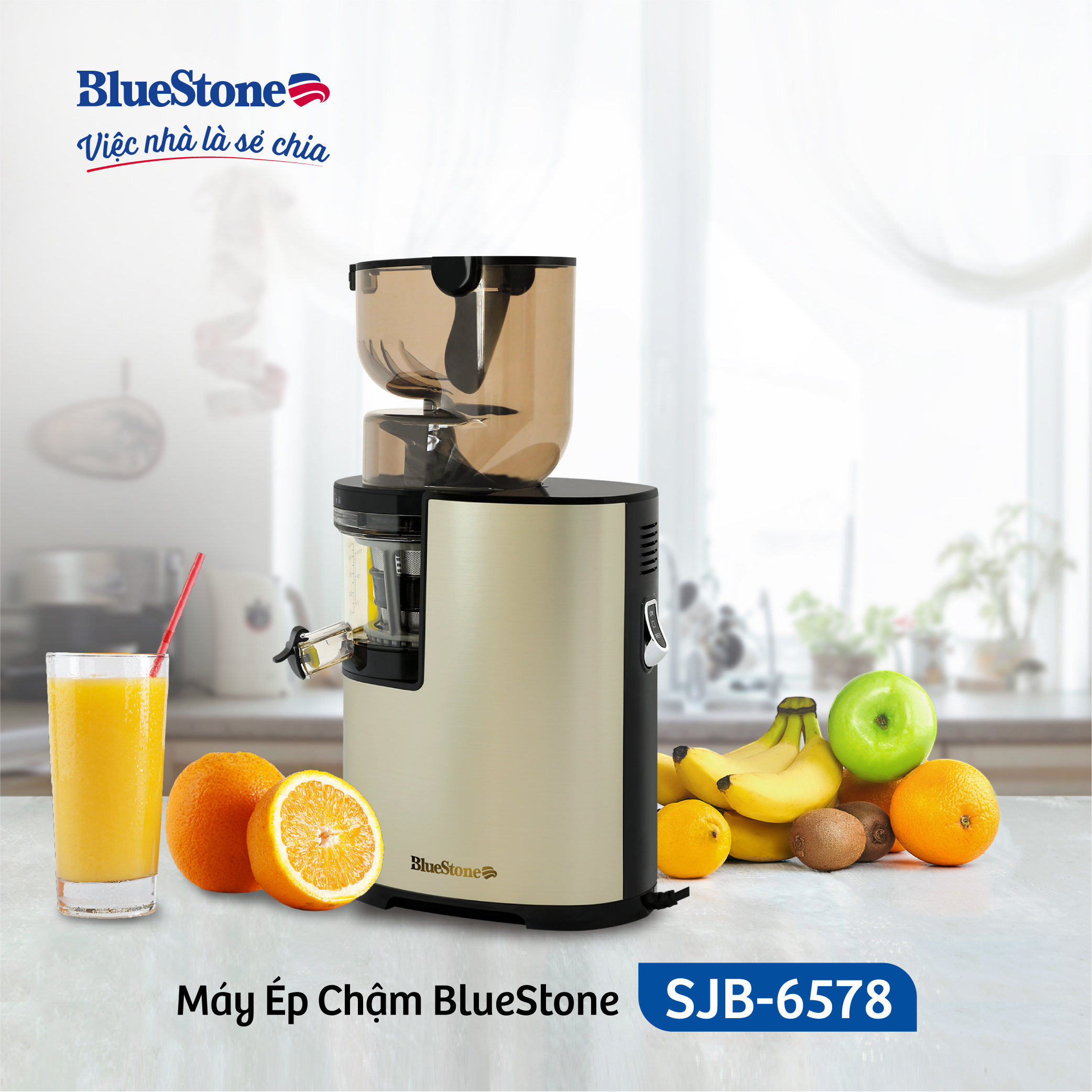 [Trả Góp 0%] Máy Ép Chậm BlueStone SJB-6578 - 250W - Tốc độ ép 45 - 55 vòng/phút - Bảo hành 2 năm - Hàng chính hãng