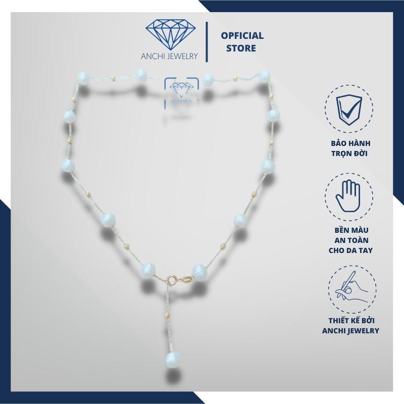 Dây chuyền bạc mạ vàng mix trai ngọt bi bạc cute sang chảnh, trang sức Anchi jewelry
