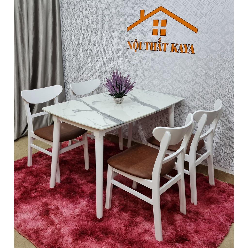 Set Bàn Ăn 4 Ghế Lunar Giả Đá (Nâu)