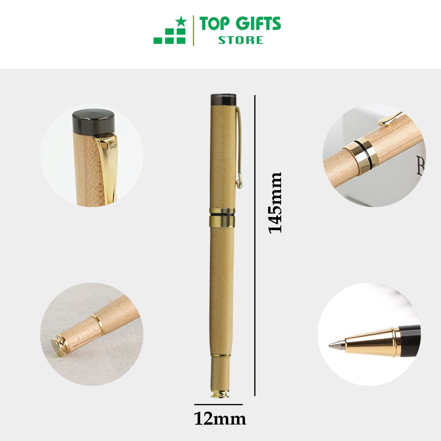 Bút ký gỗ cao cấp BG001 khắc tên theo yêu cầu - mực xanh gỗ mapple