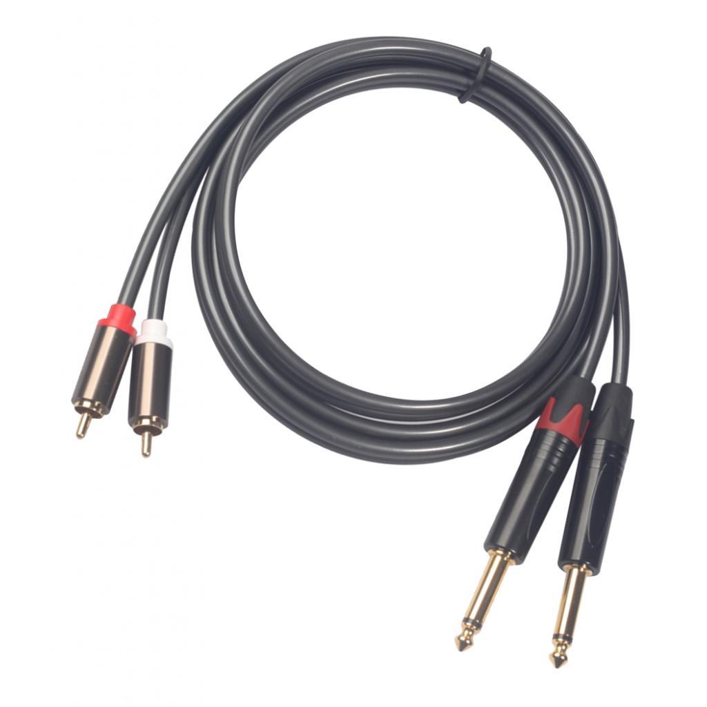 Fully Shielded 5-Ft Cable, Dual RCA Male to 2x 6.35mm 1/4" Mono Male