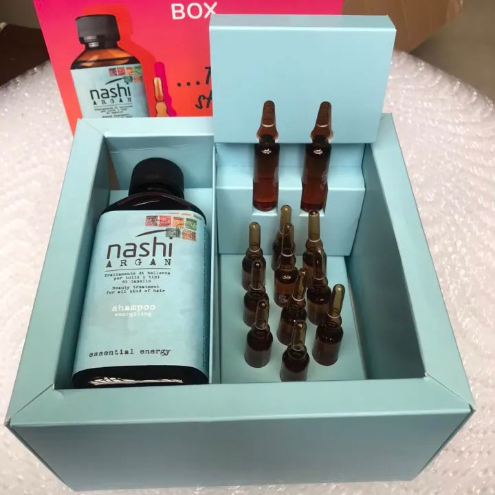 Bộ dầu gội + Tinh chất ngăn rụng tóc, kích thích mọc tóc Nashi Argan Capixyl Hair Energy Box 200ml/6mlx12 Italy