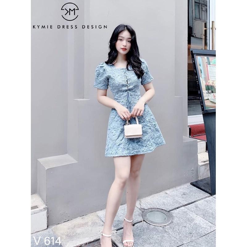 đầm gấm nổi Đan dây ngực - kèm hình thật