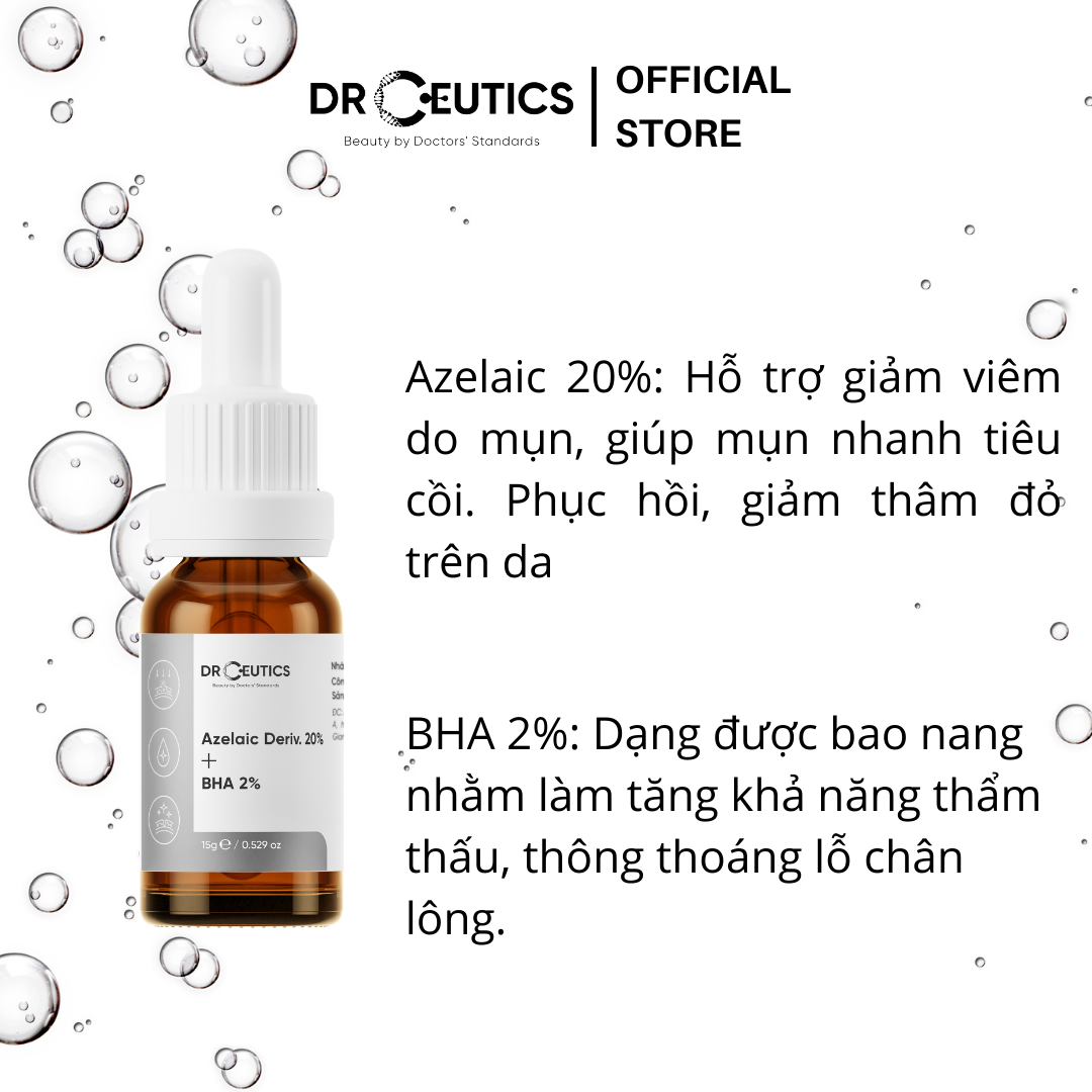 Tinh Chất Làm Giảm Mụn Mờ Thâm DrCeutics Azelaic Deriv 20% Và BHA 2%