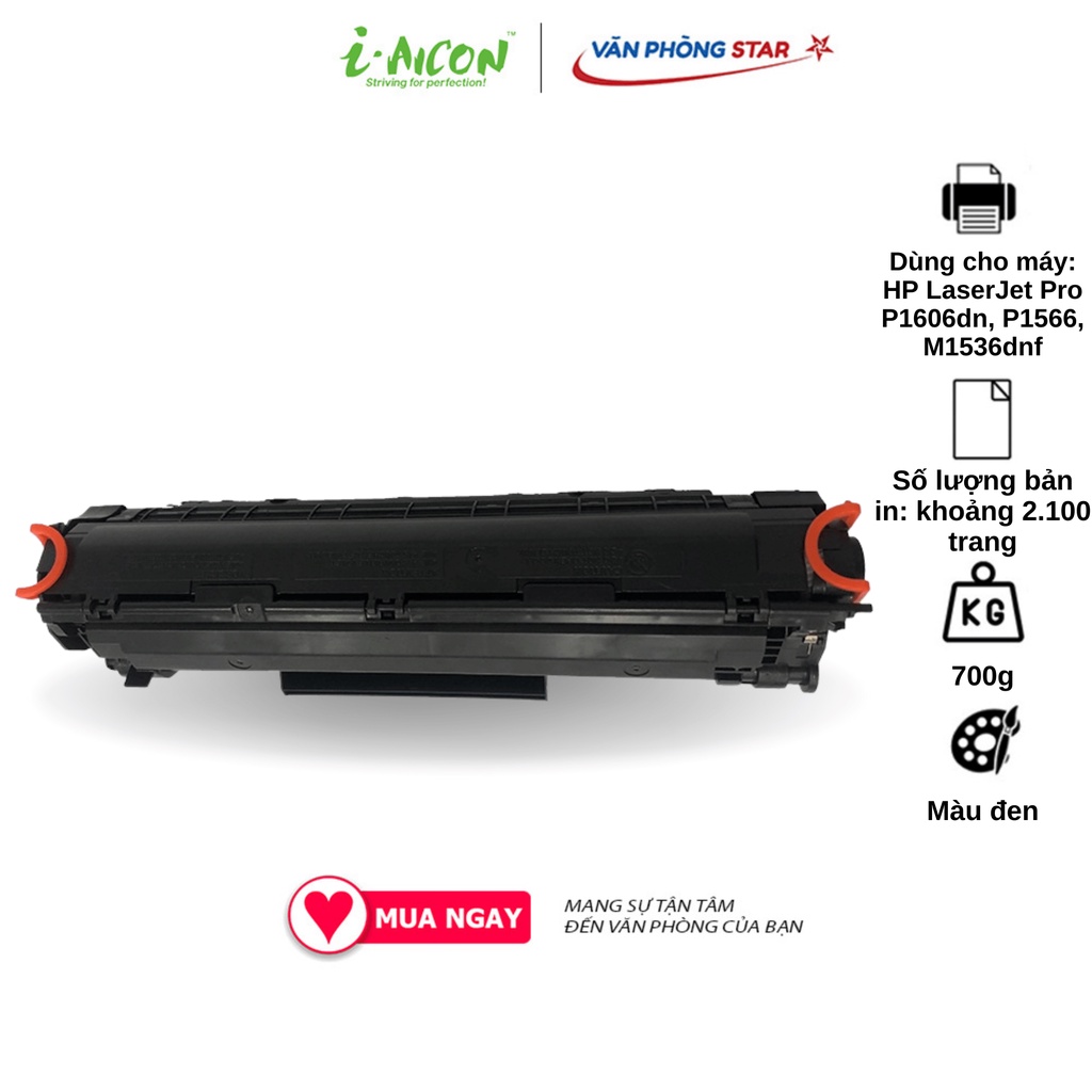 [hàng chính hãng] Hộp mực 78a thương hiệu I.aicon mã hộp mực HP CE278A dành cho máy HP LaserJet Pro P1606dn, P1566, M1536dnf