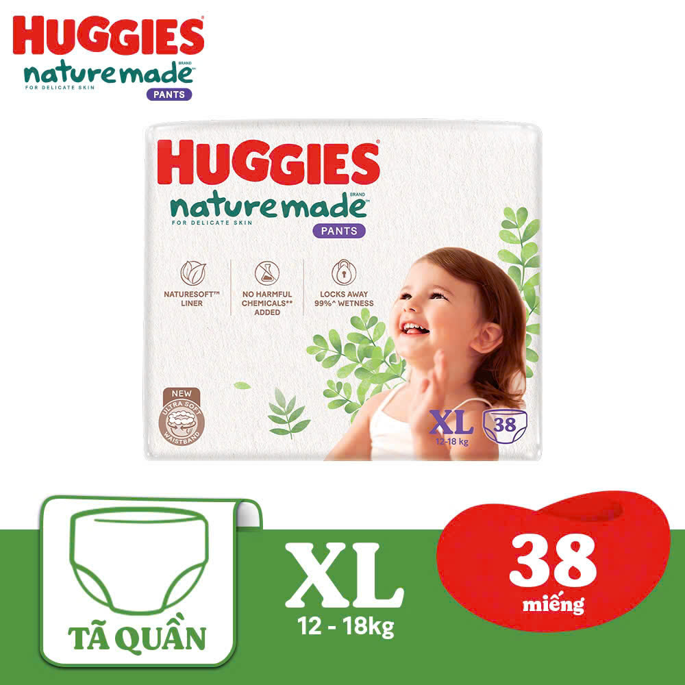 Tã Quần Siêu Cao Cấp Huggies Platinum Nature Made XL38 (38 Miếng)