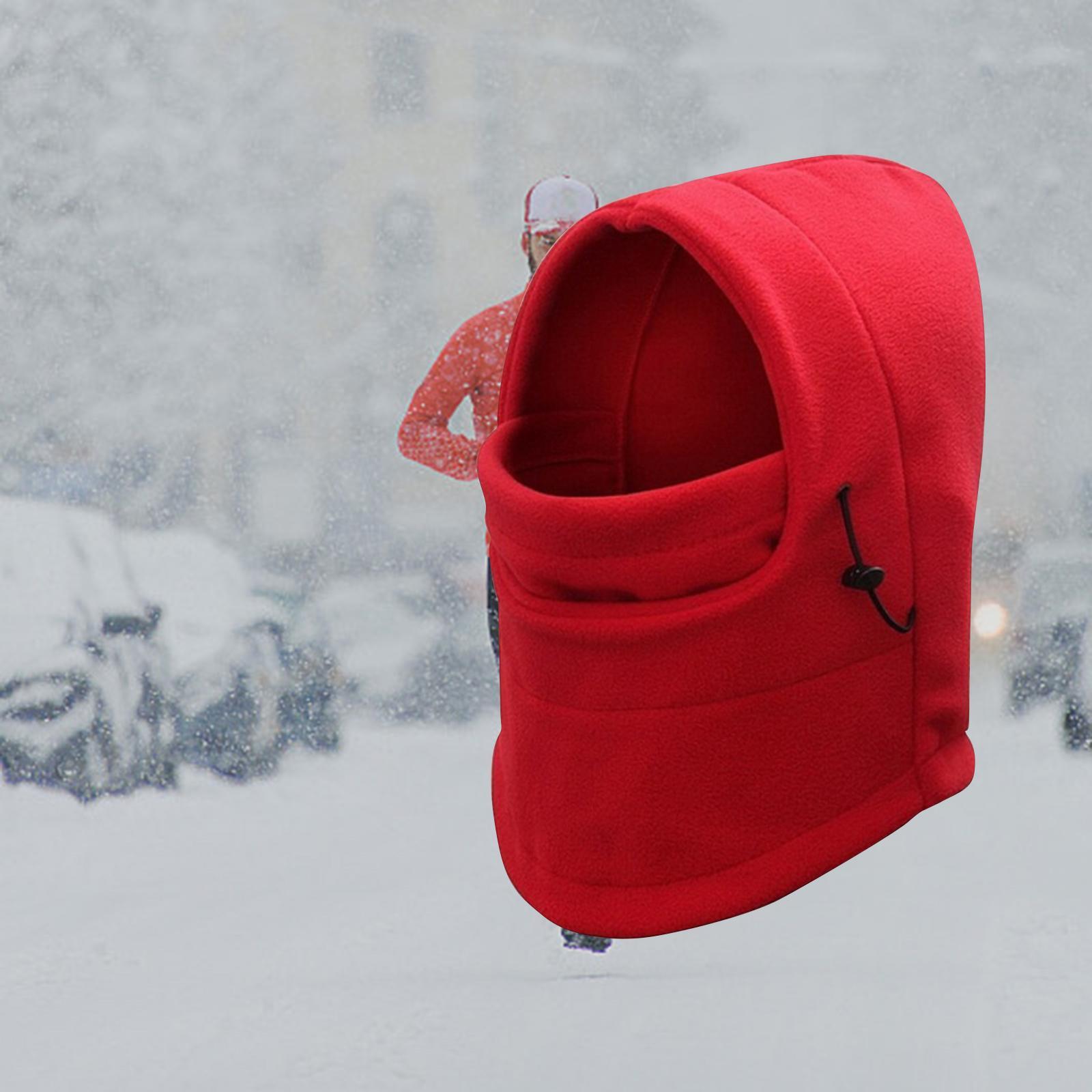 Balaclava Adjustable Scarf Winter Hat Windproof Neck Warmer Comfortable Red