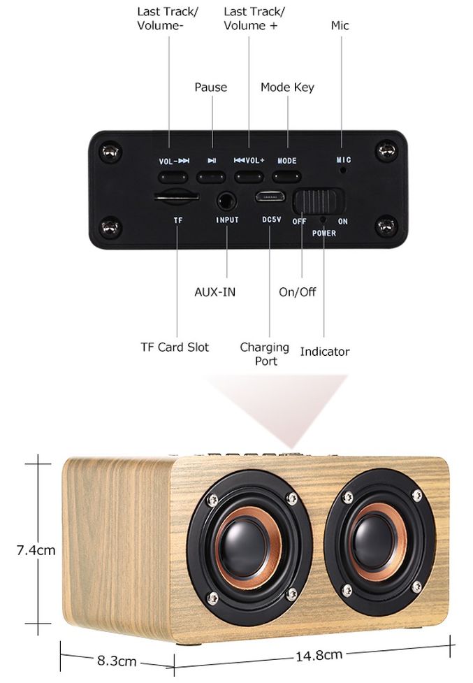 Loa Bluetooth Gỗ HIFI G4 Super Bass Stereo speaker gắn thẻ nhớ G4 PF96