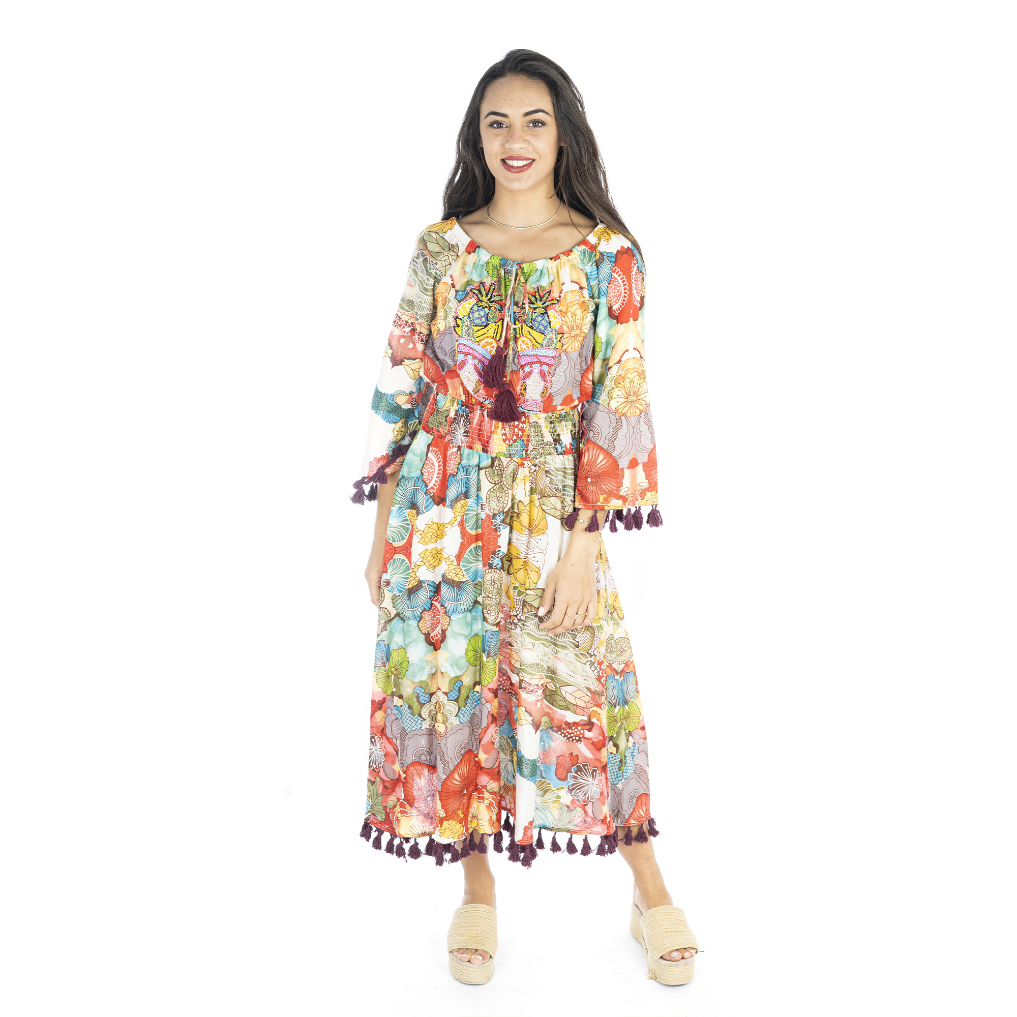 Maxi Trễ Vai Cotton Isla Bonia IB26020-PR