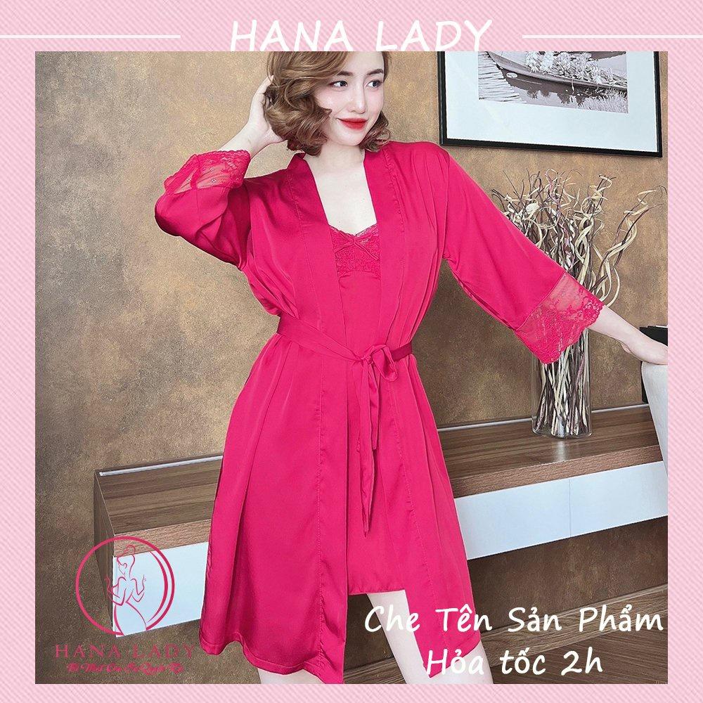 Váy ngủ lụa 2 dây kèm choàng có mút ngực gợi cảm - đầm ngủ sexy cao cấp VN489