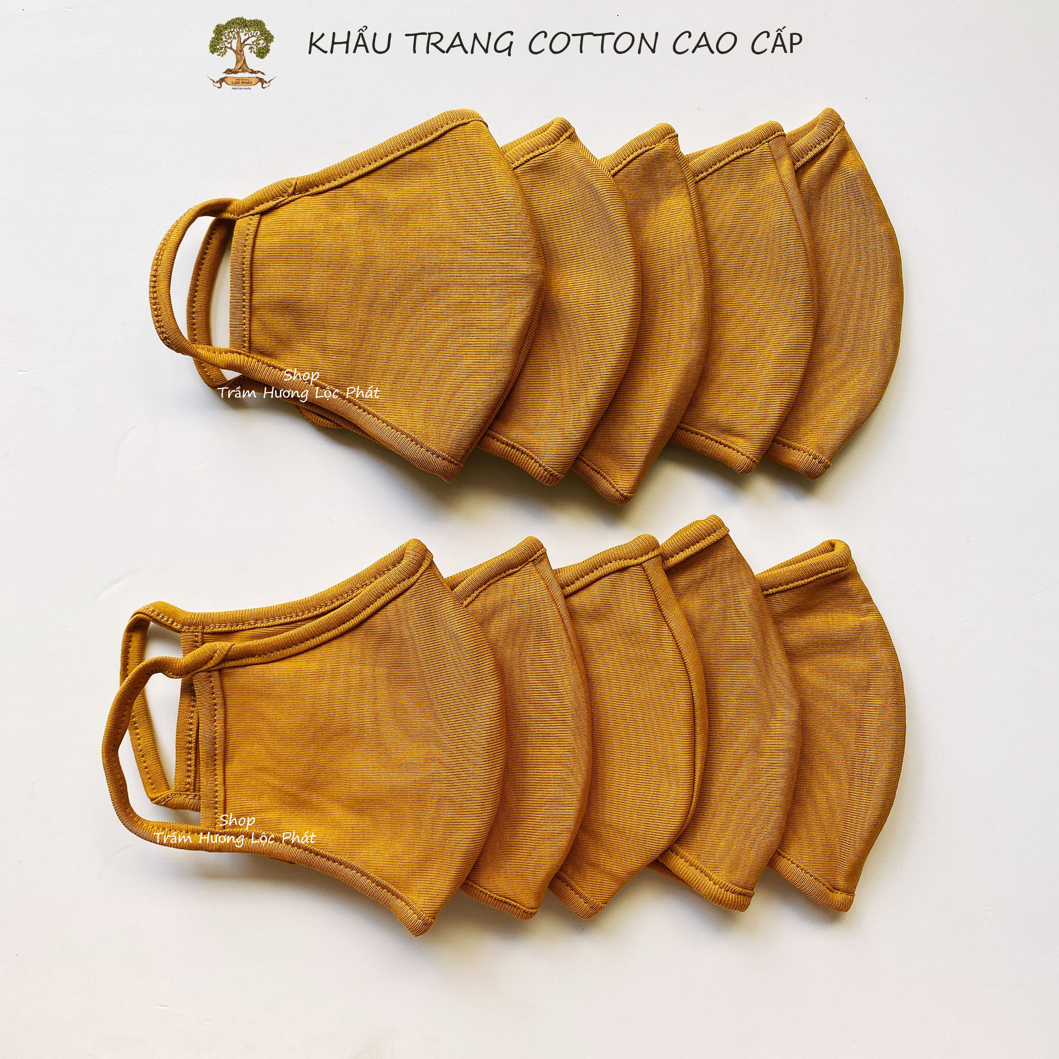 Khẩu Trang Vải Nam Nữ Khẩu Trang Màu Kaki Vàng Nâu Cotton Nhật Cao Cấp Chống Nắng Combo 10 Cái - Vàng Kaki