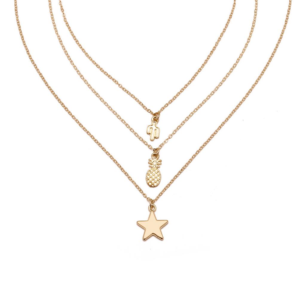 Women Fashion Multilayer Clavicle Chain Choker Necklace Star Charm Pendant