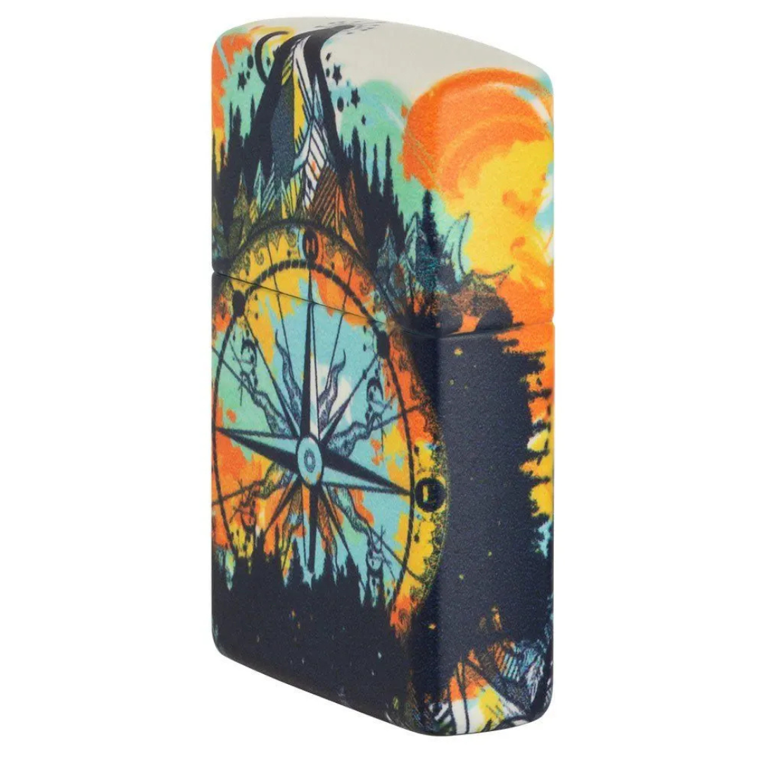 Bật Lửa Zippo Compass Design Glow in the Dark - Zippo Chính Hãng Sơn 540 Màu Phát Sáng Trong Bóng Tối - Hình La Bàn Phiêu Lưu