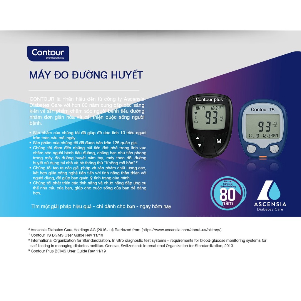 [Phiên bản đặc biệt] Bộ sản phẩm: 1 Máy đo đường huyết CONTOUR TS (mmol/L) và 100 Que thử đường huyết