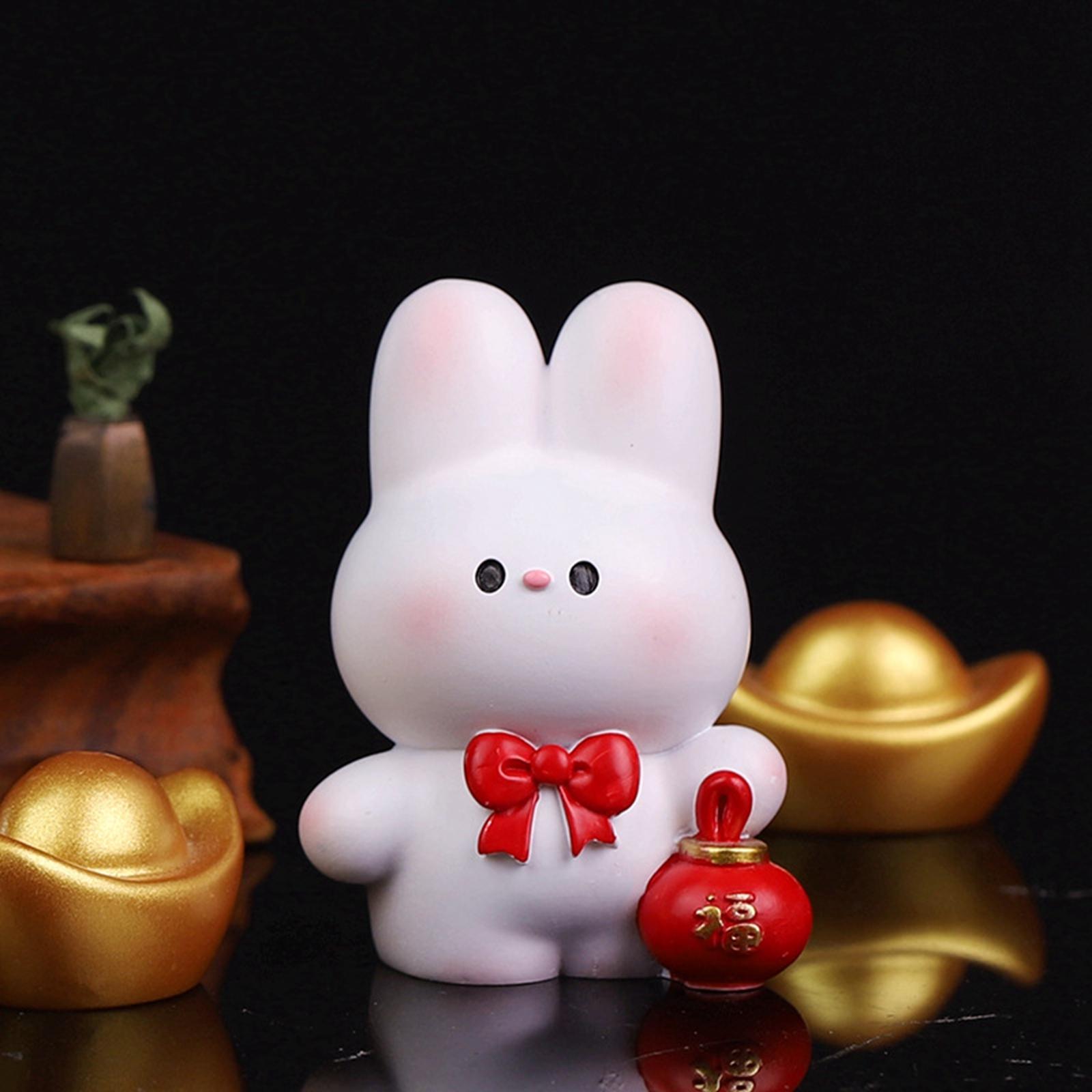 Resin Rabbit Figurine Car Dashboard Home Decor Rabbit Statue