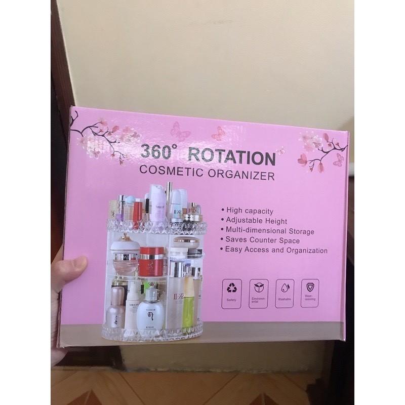Kệ Mỹ Phẩm Trụ Xoay 360 Độ 3 Tầng