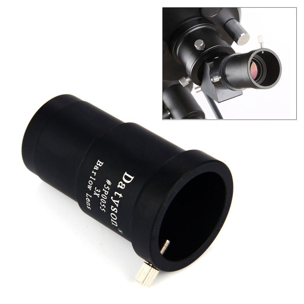 1.25" 3X Magnification Barlow Lens Metal Design for Telescope Eyepiece Black