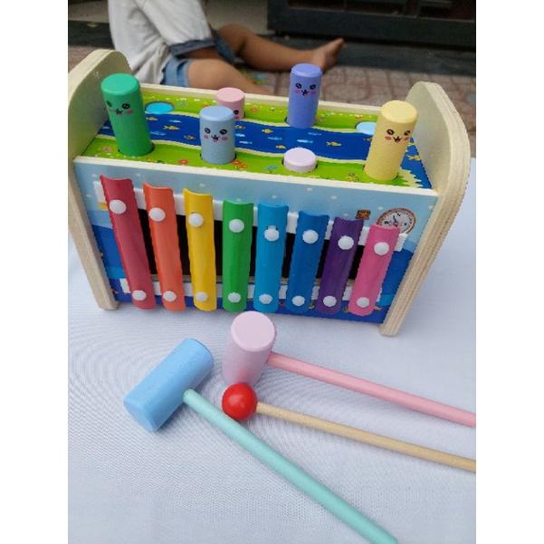 Đồ Chơi Gỗ - Đập Chuột Kèm Đàn bằng gỗ phát triển trí tuệ, vận động tinh giúp trẻ vừa học vừa chơi an toàn