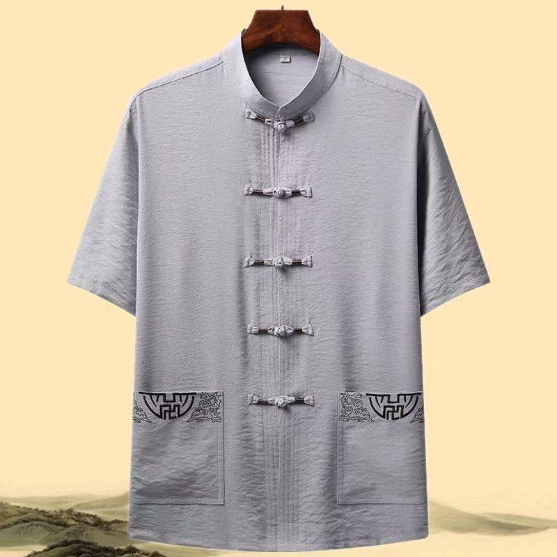 Đồ bộ trung niên nam cổ tàu chất vải đũi siêu mát- bộ đũi nam cho bố