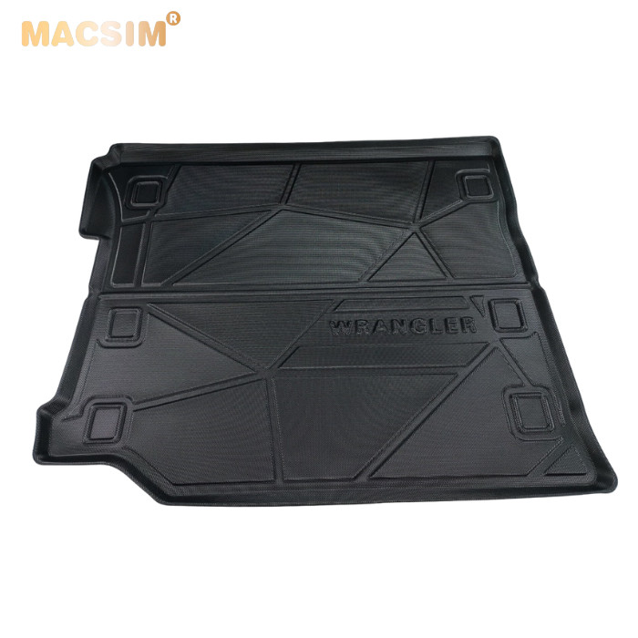 Thảm lót cốp xe ô tô Jeep Wrangler Rubicon New 2019-đến nay nhãn hiệu Macsim chất liệu TPV cao cấp màu đen hàng loại 2