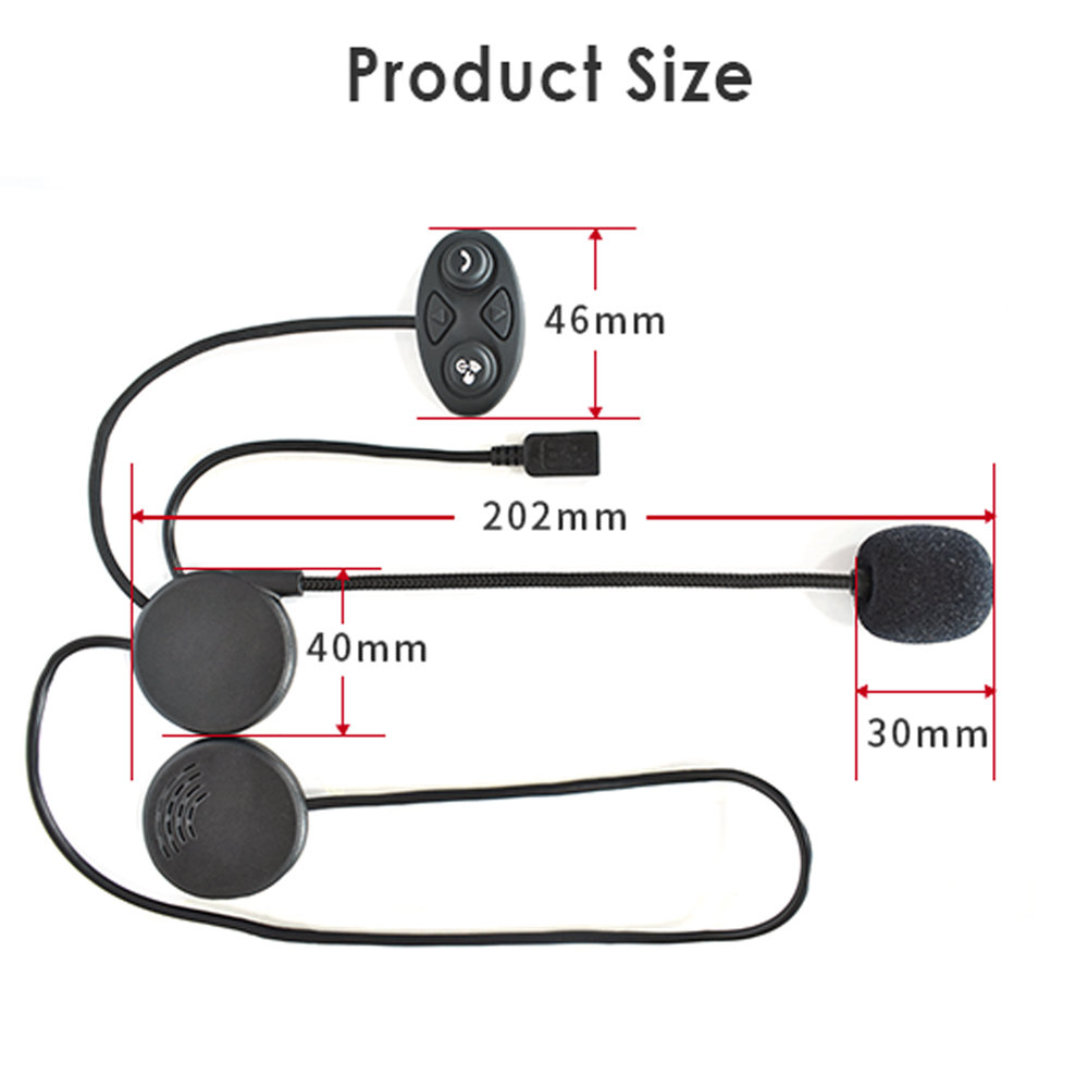 Tai nghe xe máy không dây Mũ bảo hiểm Bluetooth 10M Khoảng cách liên lạc nội bộ có mic cho động cơ