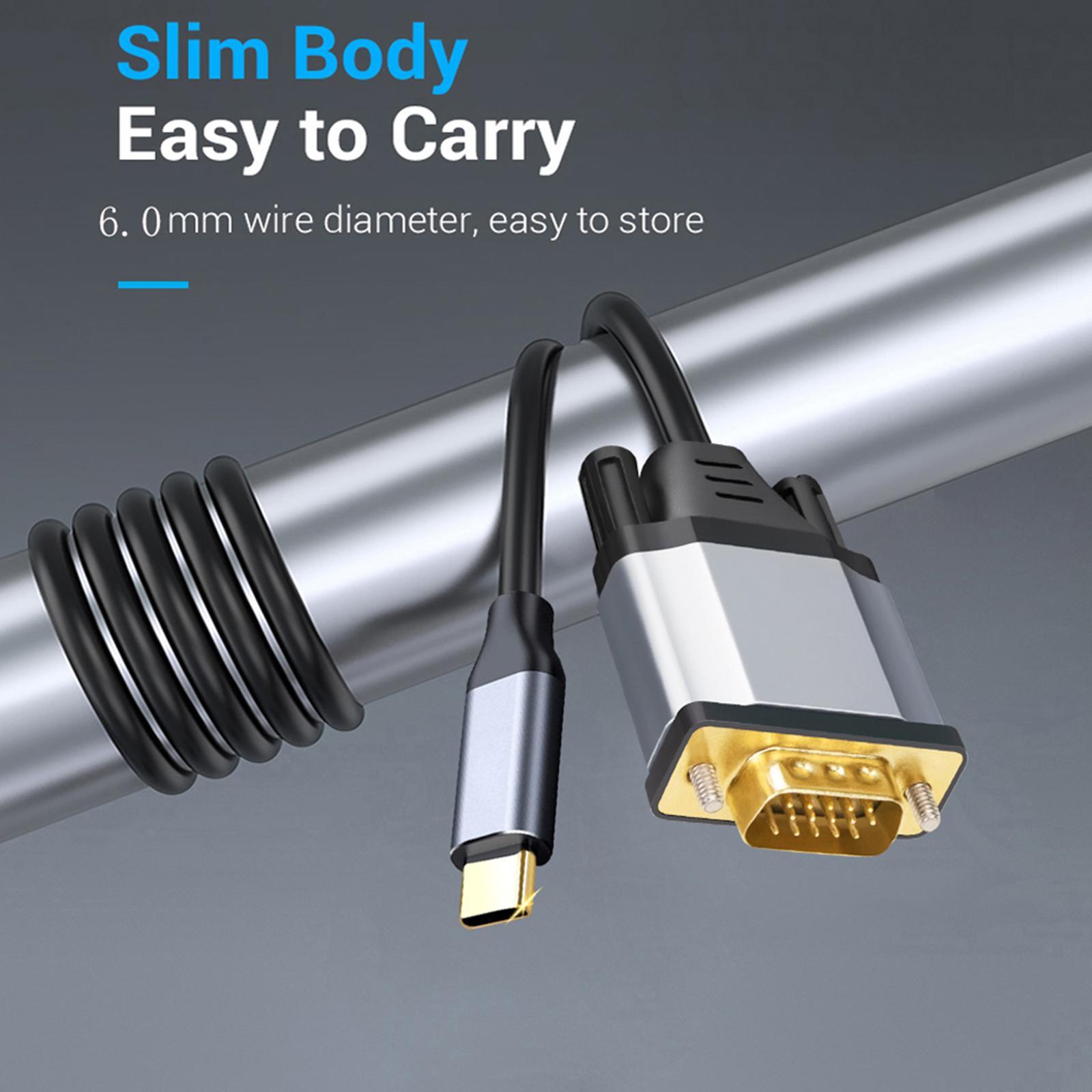 USB C Male to VGA Male Cable Professional Durable 1080P 1.8M for