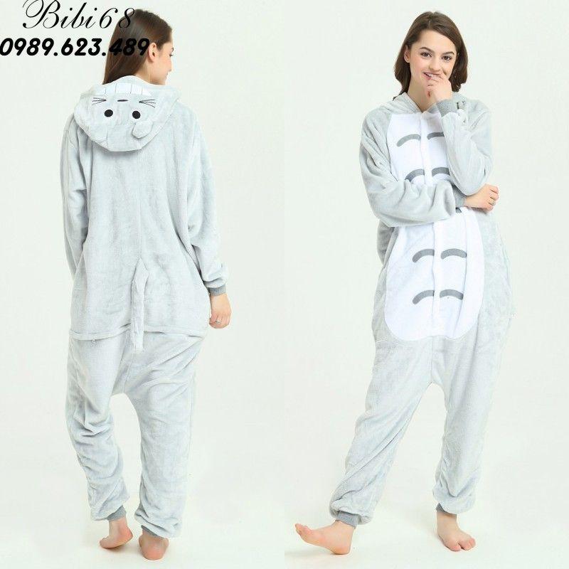 Bộ Đồ hình thú toroto liền thân lông mịn Pijama dành Cho Người Lớn và Trẻ Em Hoạt Hình Cosplay