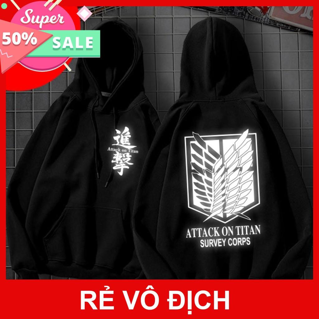 HOODIE Attack on Titan phản quang cực HOT khuyến mại khủng giá rẻ dẹp