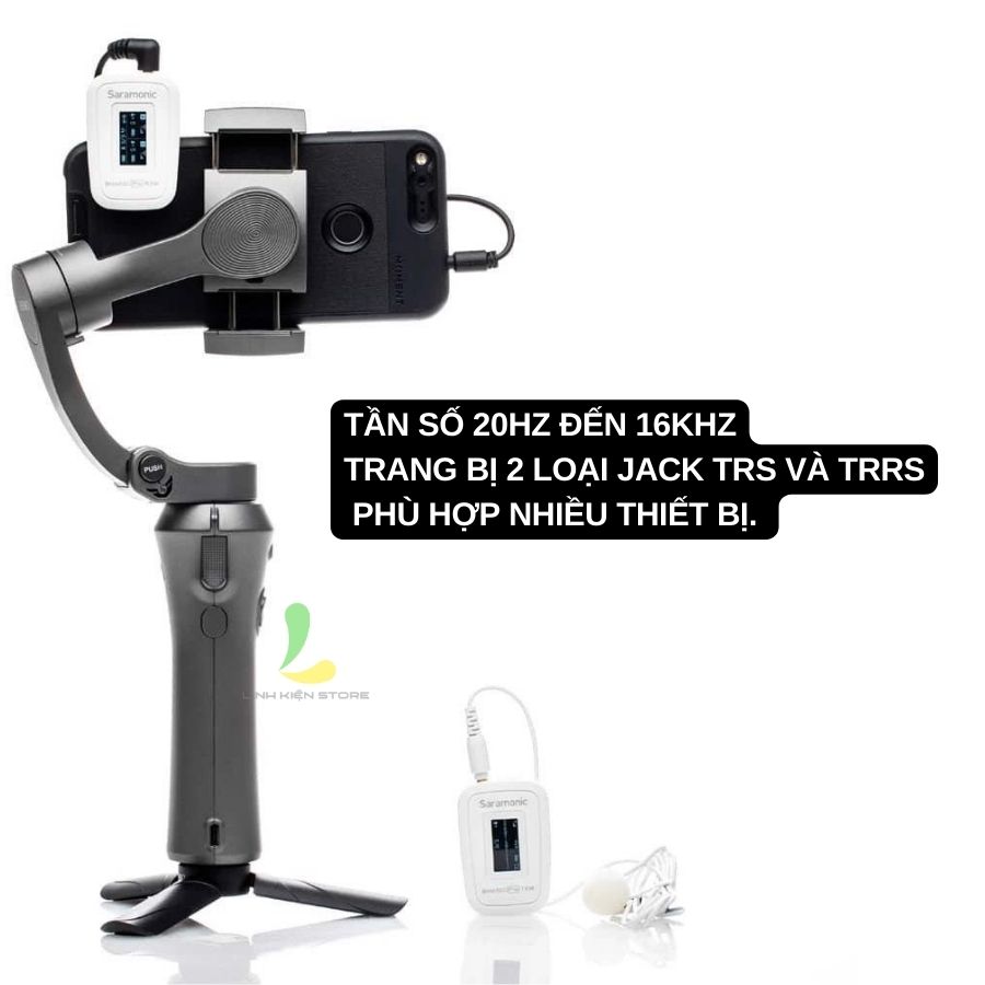 Micro thu âm Saramonic Blink 500 Pro B1W - Micro ghi âm tần số hoạt động 2.4GHz, pin 8 giờ tương thích nhiều thiết bị - Hàng nhập khẩu