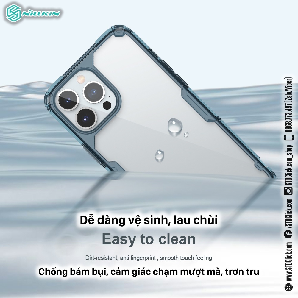 ỐP LƯNG DÀNH CHO ĐIỆN THOẠI IPHONE 14 PRO MAX NILLKIN NATURE TPU PRO LƯNG KÍNH PC TRONG VIỀN DẺO