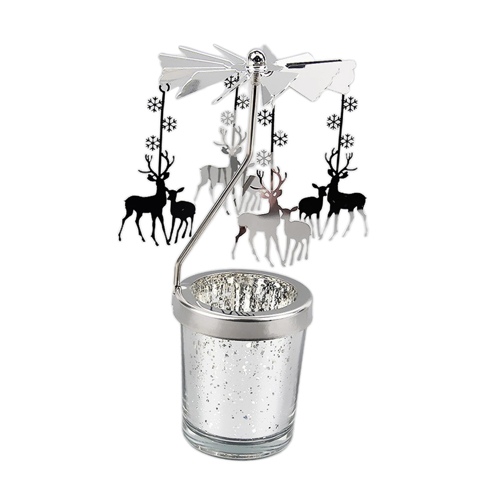 2Pcs Romantic Rotating Candle Holder Tea Light Candle Holder for Table
