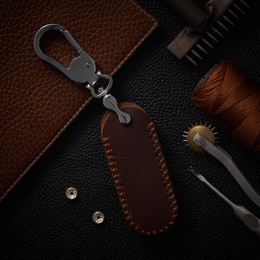 Bao Da Chìa Khóa dành cho Ô Tô Mazda 3 3 Nút Classic Dạng hộp Da Bò Sáp Màu nâu cafe