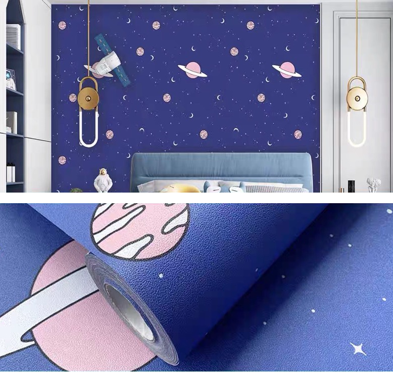 Combo Cuộn 10m Decal giấy dán tường mẫu sao thổ khổ 45cm có keo sẵn
