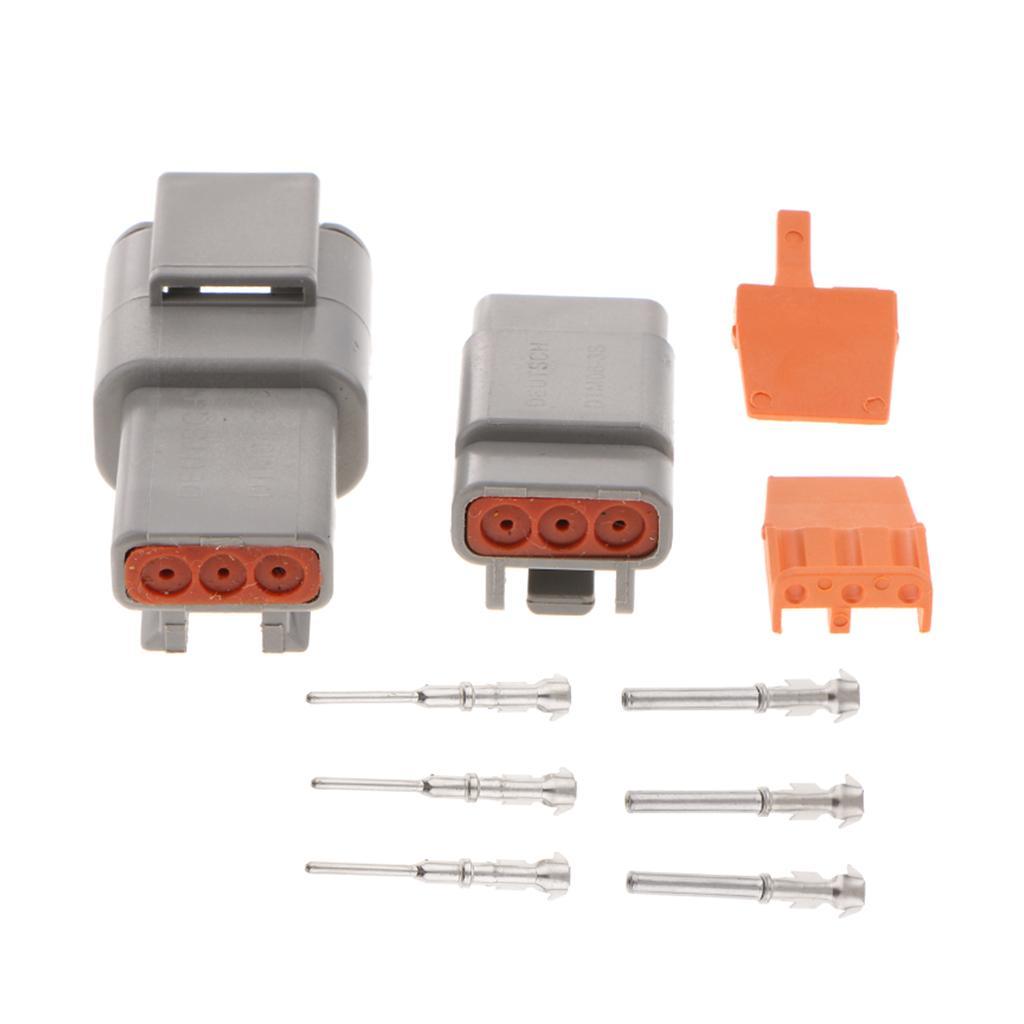 1 Set 3Pins Way Sealed Waterproof Electrical Wire Connector  Terminals