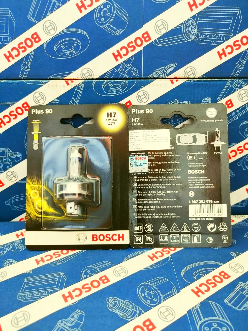 Bóng Đèn Tăng Sáng Bosch H7 12V 55W Plus +90%