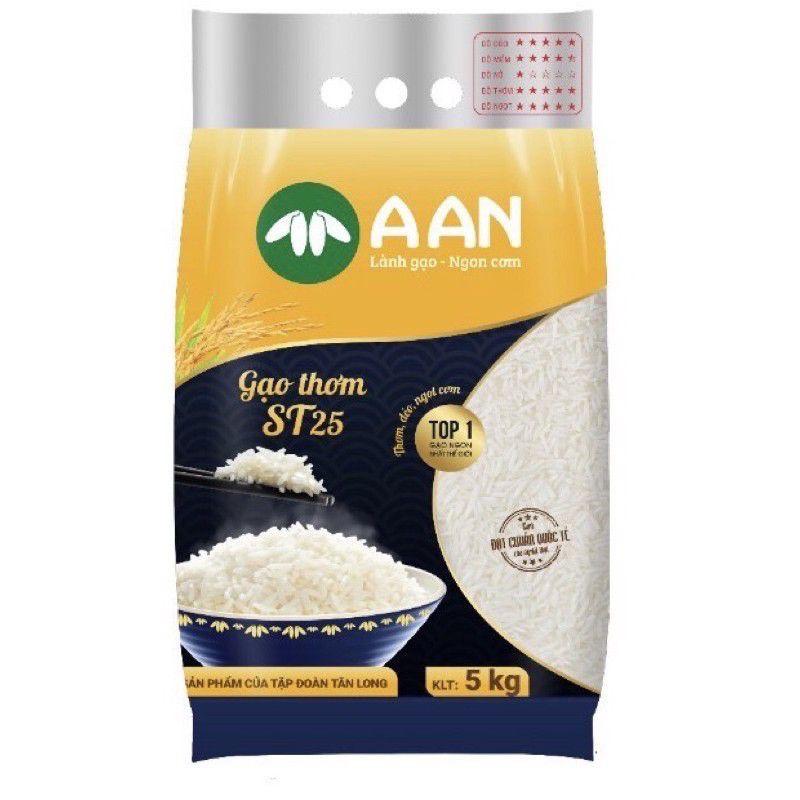 Gạo ST25 Túi 5kg A An - Cơm mềm dẻo, thơm nhẹ