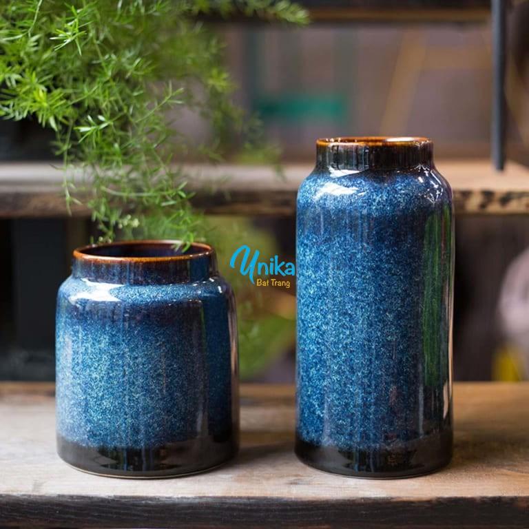 Lọ hoa S3 men Xanh hỏa biến - Gốm sứ cao cấp Bát Tràng