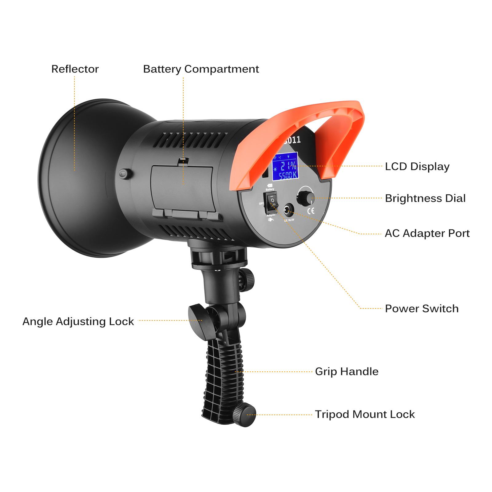 100W LED Video Light 5600K Studio Light Dimmable Bowens Mount Continuous Light with Reflector Remote Control for Wedding