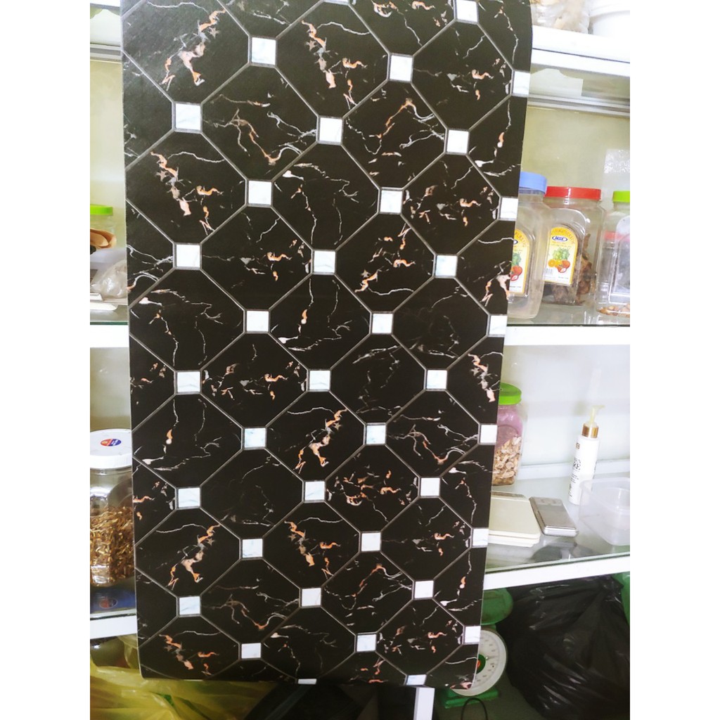 Combo 10 mét giấy dán tường, decal dán tường trang trí nhà cửa ĐÁ ĐEN KẺ CHÉO khổ 45cm