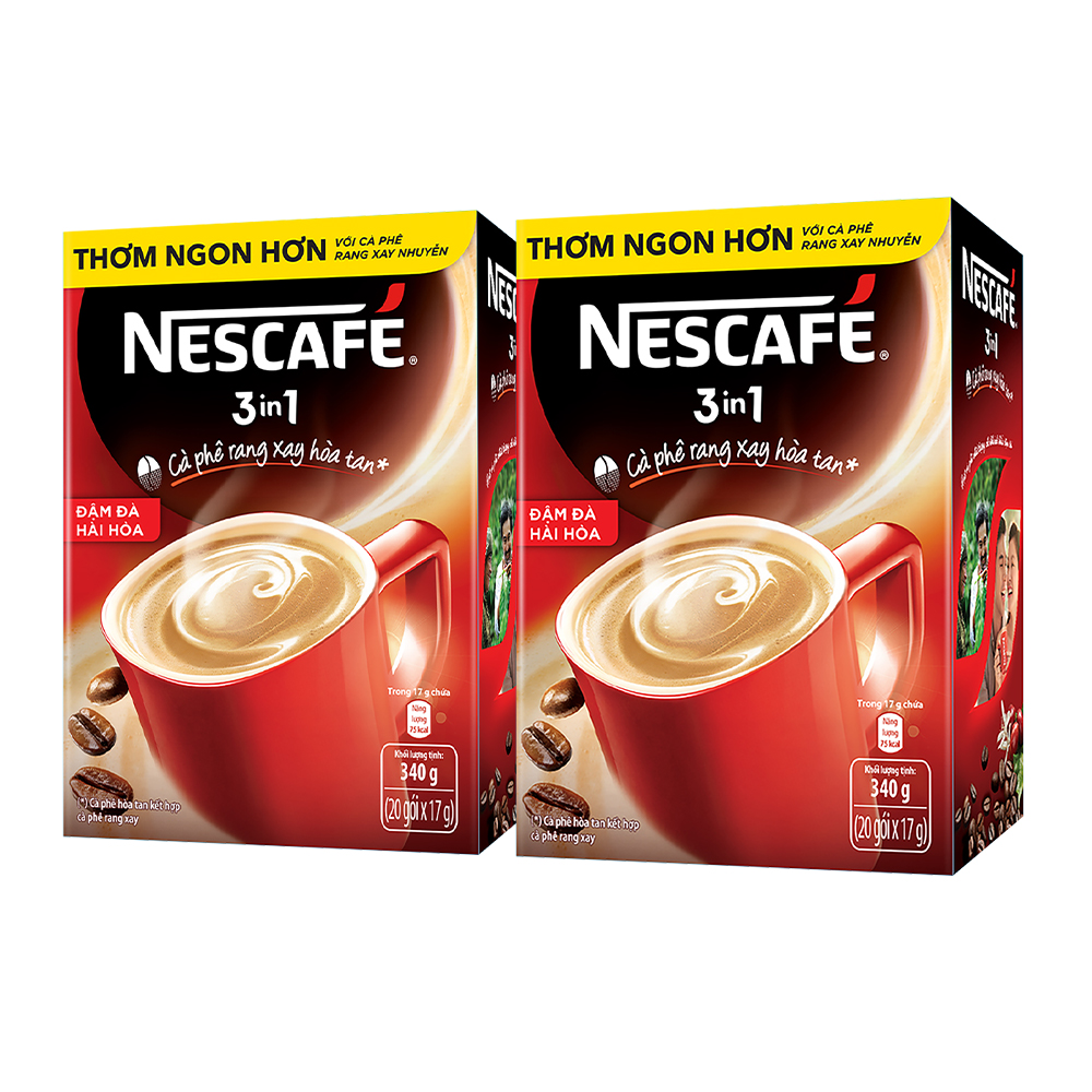 Combo 2 hộp NESCAFÉ 3IN1 Công thức cải tiến - Vị nguyên bản - Hộp 20 gói x 17 g - [Tặng 1 bình nước Water Reminder 700ml]