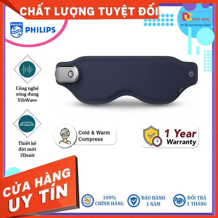 Máy massage mắt nóng và lạnh công nghệ 3Dsuit và VibWave. Thương hiệu Philips Hà Lan cao cấp PPM3101E