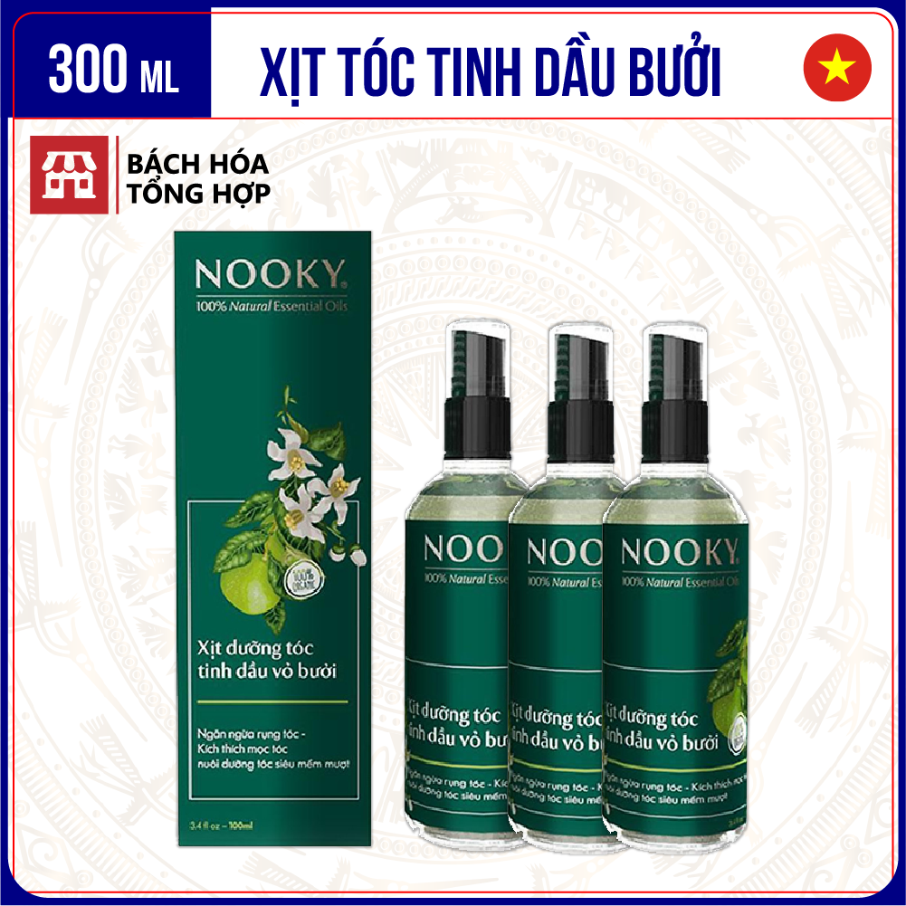 [300ml] Bộ 3 chai xịt tóc tinh dầu bưởi Nooky | Chai 100ml
