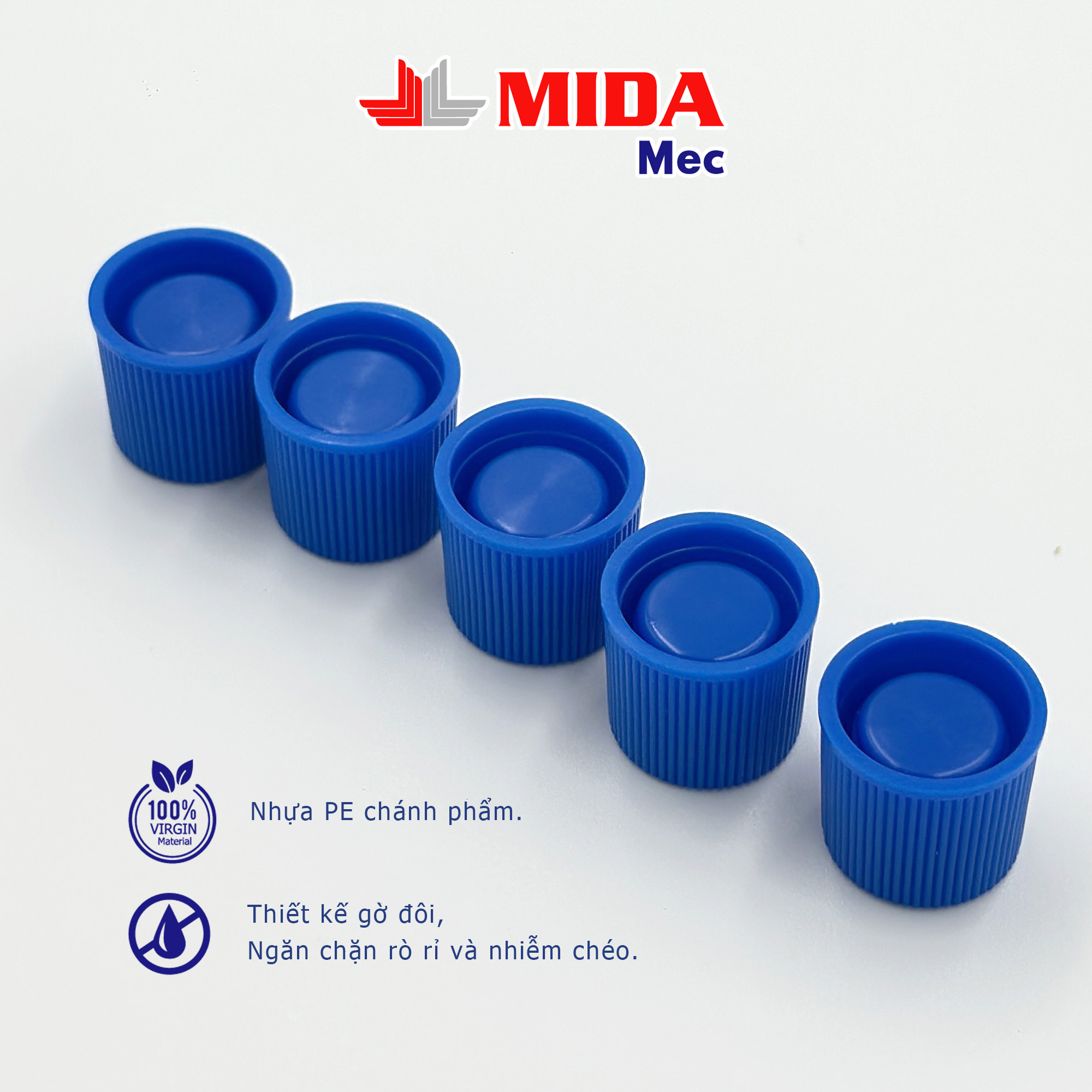 Nắp ngoài ống nghiệm MidaMec đóng gói 250 cái/bao - Màu Xanh Dương