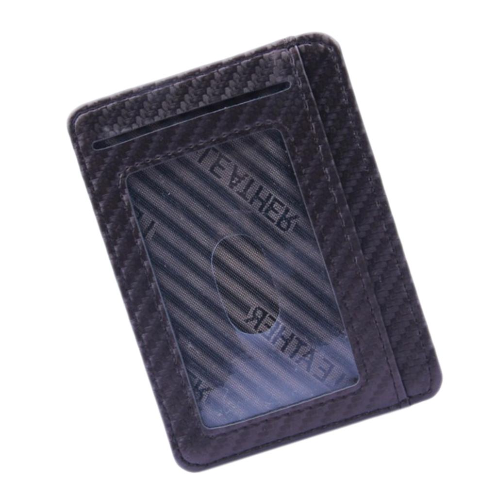 Mens Slim Leather Card Holder Front Pocket Wallet Change Coin Purse Black