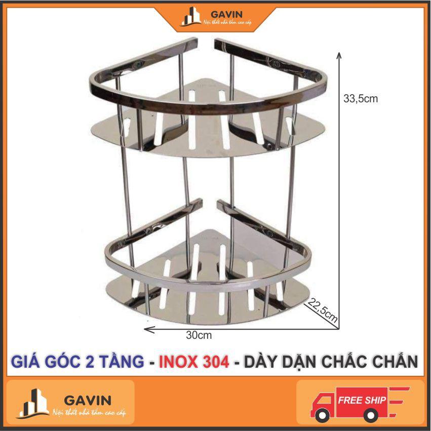 Kệ góc 2 tầng inox 304 hàng cao cấp dày dặn