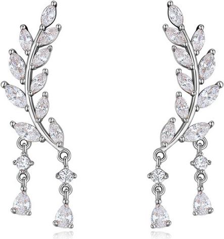 Bông tai bạc s925 nhành lá đá zircon