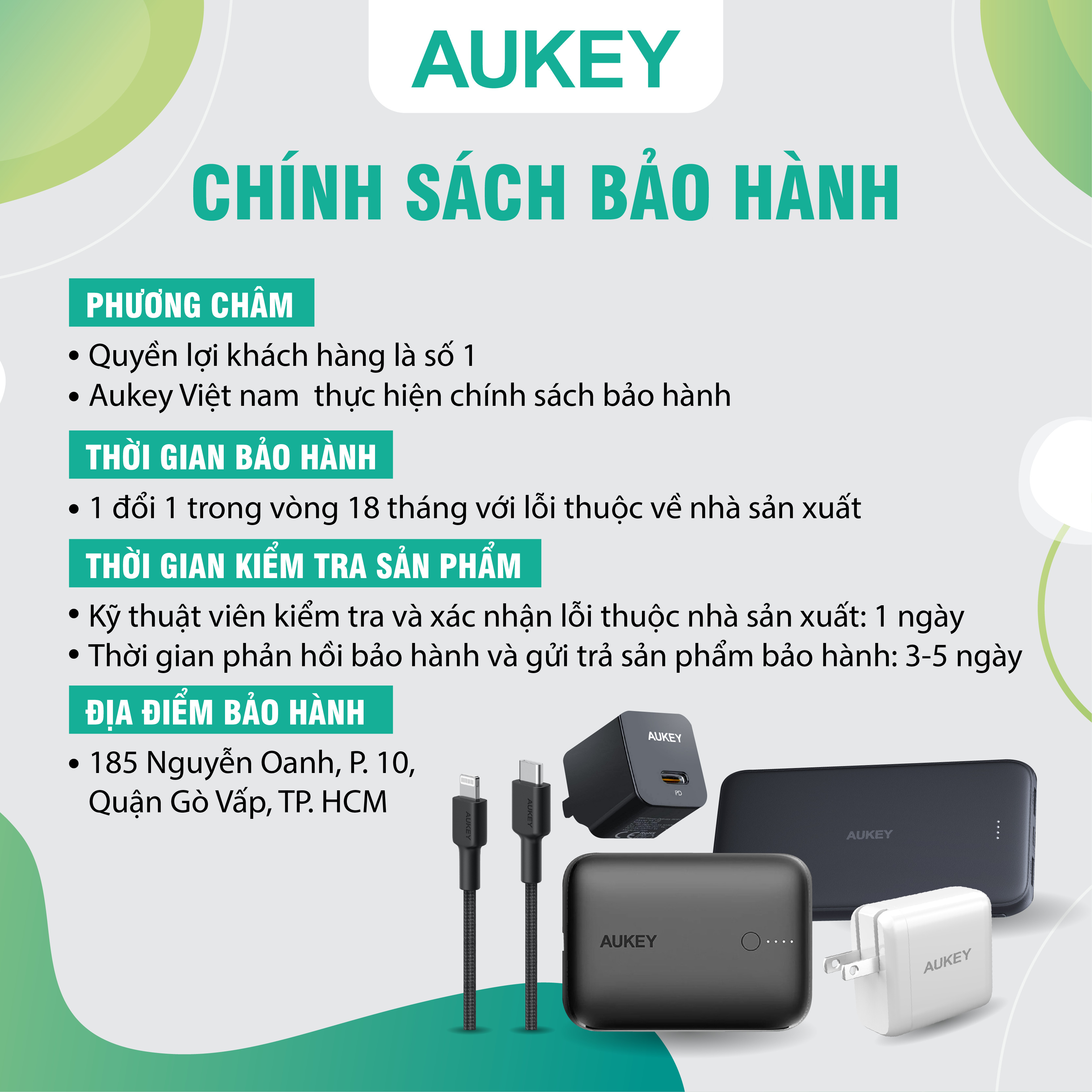 Combo bộ sạc Aukey cho Iphone củ sạc PA-Y30S và cáp sạc CB-CL3 hàng chính hãng